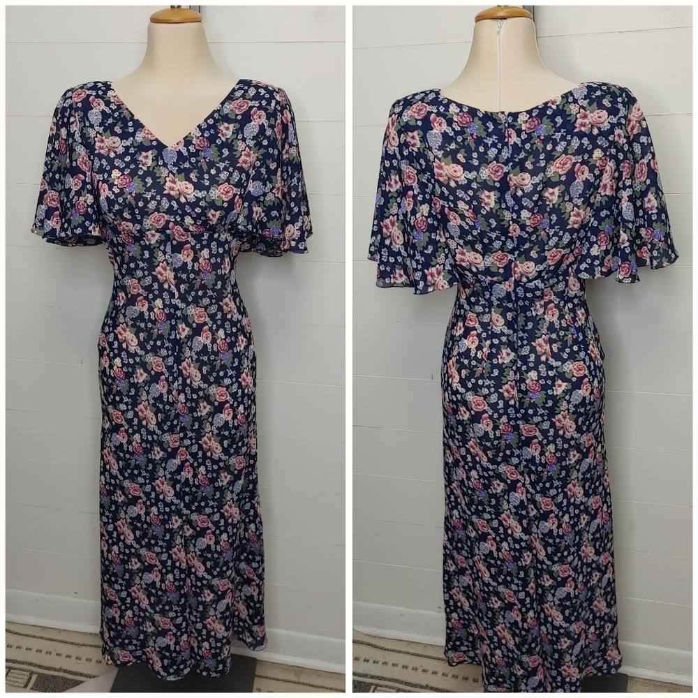 Vintage floral midi/maxi dress dress size S - Picture 2 of 11